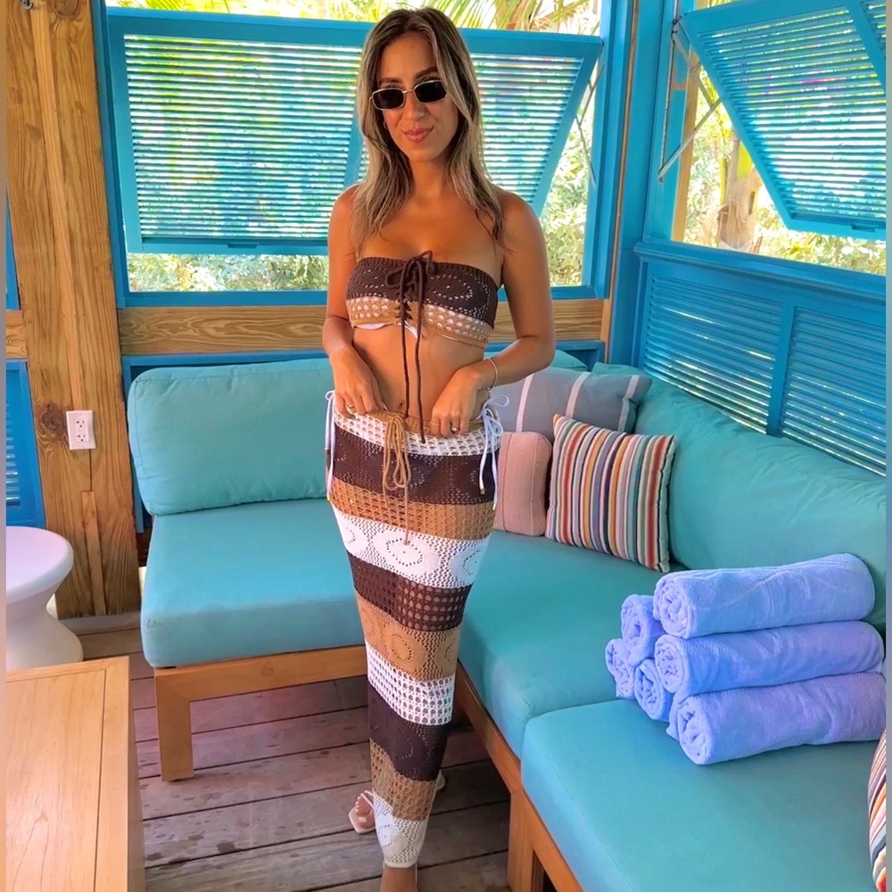 Pretty Little Thing Multi 2 piece beach coverup set size 2